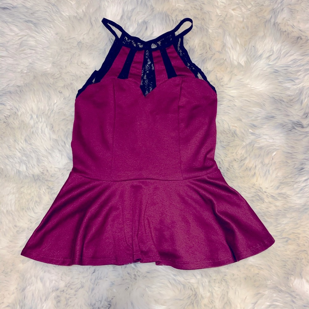 Purple peplum tank shirt medium